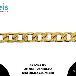 CADENA ALUMINIO PLANA GRABADA 11X7.6MM DORADO 20 METROS/ROLLO