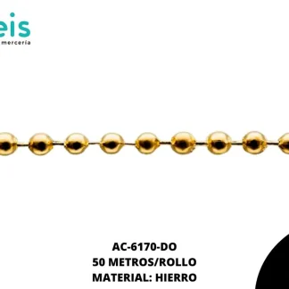 CADENA HIERRO BOLITA 2.4MM DORADO (50 METROS/ROLLO)