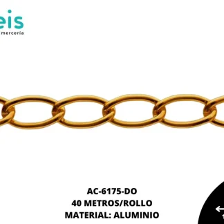 CADENA ALUMINIO 6MM 1504 DORADO (40 METROS/ROLLO)