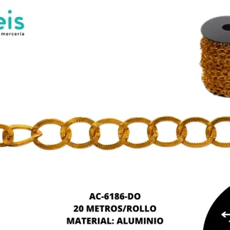 CADENA ALUMINIO 12MM A1362 DORADO (20 METROS/ROLLO)