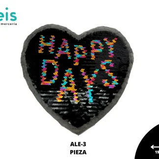 PARCHES LENTEJUELA CORAZON HAPPY DAYS ALE-3 19.5cmX20.5cm