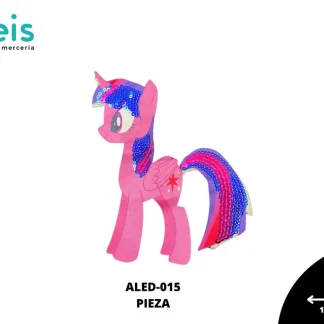 PARCHES LENTEJUELA LED UNICORNIO TWILIGHT SPARKLE ALED-015 14cmX16cm ROSA