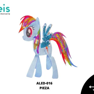 PARCHES LENTEJUELA LED UNICORNIO REINBOW DASH ALED-016 14cmX16cm AZUL
