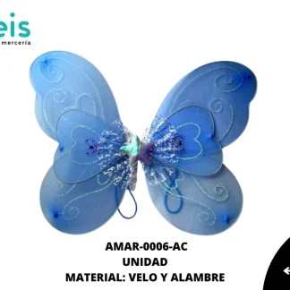 ACCESORIOS MARIPOSAS ALAS VELO AMAR-0006-AC 39cmX41cm AZUL CELESTE