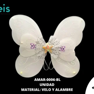 ACCESORIOS MARIPOSAS ALAS VELO AMAR-0006-BL 39cmX41cm BLANCO