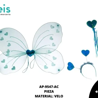 ACCESORIOS MARIPOSAS ALAS JUEGO COMPLETO AMAR-0016-AC 49cmX37.5cm AZUL CELESTE