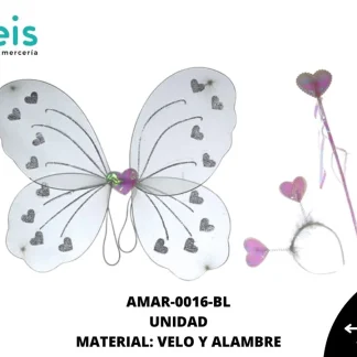 ALAS ADORNO MARIPOSA CORAZON JUEGO COMPLETO REF: 173 BLANCO UNIDAD