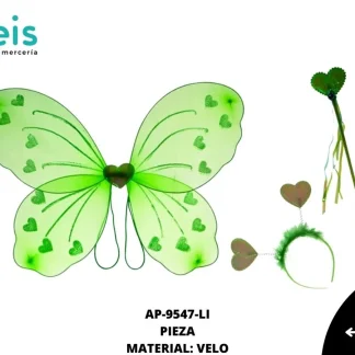 ACCESORIOS MARIPOSAS ALAS JUEGO COMPLETO AMAR-0016-LI 49cmX37.5cm LIMON