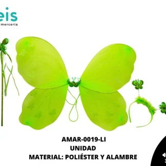 ACCESORIOS MARIPOSAS ALAS JUEGO COMPLETO AMAR-0019-LI 35.5cmX37.5cm LIMON