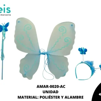 ACCESORIOS MARIPOSAS ALAS JUEGO COMPLETO AMAR-0020-AC 39cmX46cm AZUL CELESTE