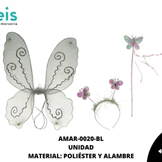 ACCESORIOS MARIPOSAS ALAS JUEGO COMPLETO AMAR-0020-BL 39cmX46cm BLANCO
