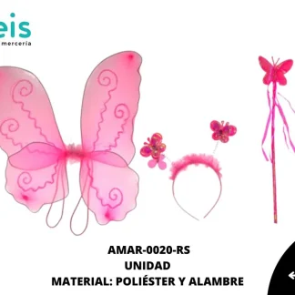 ACCESORIOS MARIPOSAS ALAS JUEGO COMPLETO AMAR-0020-RS 39cmX46cm ROSA