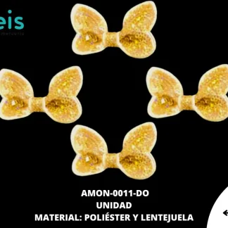 ACCESORIOS MOÑOS LENTEJUELA AMON-0011-DO 6cmX4cm DORADO