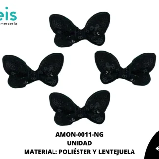 ACCESORIOS MOÑOS LENTEJUELA AMON-0011-NG 6cmX4cm NEGRO