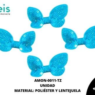 ACCESORIOS MOÑOS LENTEJUELA AMON-0011-TZ 6cmX4cm TURQUESA