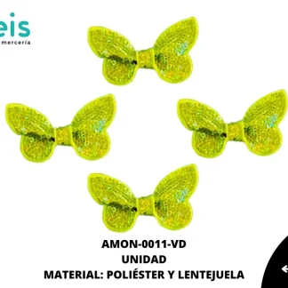 ACCESORIOS MOÑOS LENTEJUELA AMON-0011-VD 6cmX4cm VERDE