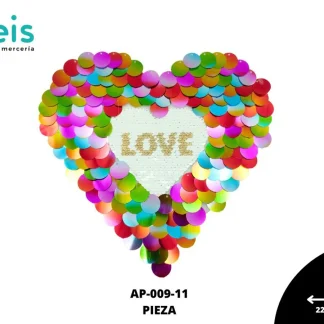 PARCHES LENTEJUELA CORAZON LOVE AP-009-11 22.5cmX22cm MULTICOLOR