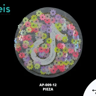PARCHES LENTEJUELA TIKTOK CIRCULO CON FLORES AP-009-12 20cmX20cm