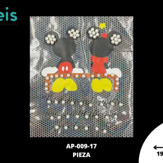PARCHES RELIEVE Y ESTAMPADO MICKEY Y MINNIE CON PERLAS SENTADOS AP-009-17 19cmX21cm