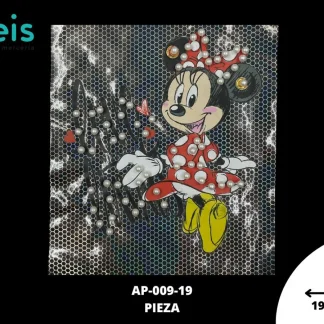 PARCHES RELIEVE Y ESTAMPADO MINNIE CON PERLA AP-009-19 19cmX21cm