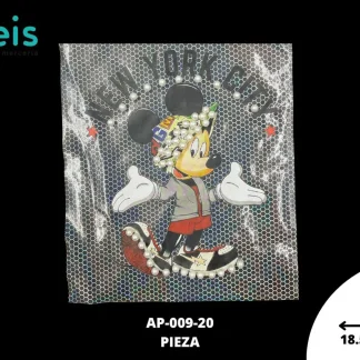 PARCHES RELIEVE Y ESTAMPADO MICKEY CON PERLAS Y GORRA NEW YORK CITY AP-009-20 19cmX21cm