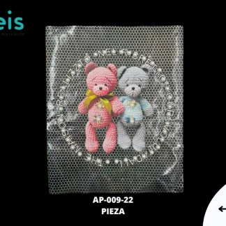 PARCHES RELIEVE Y ESTAMPADO OSOS TEJIDOS CON PERLA AP-009-22 19cmX21cm