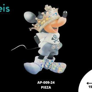 PARCHES RELIEVE Y ESTAMPADO MICKEY CON CORONA Y PIEDRA AP-009-24 15cmX23cm