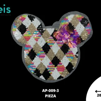 PARCHES LENTEJUELA MICKEY LV ROMBOS AP-009-3 20cmX18cm