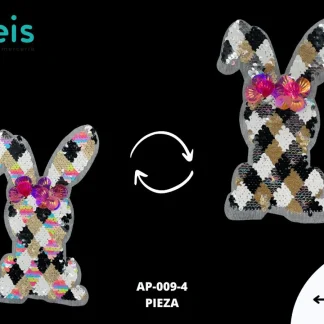 PARCHES LENTEJUELA CONEJO LV ROMBOS AP-009-4 14cmX22cm