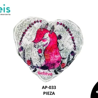PARCHES RELIEVE Y ESTAMPADO CORAZON UNICORNIO BELIEVE AP-033