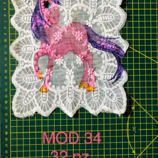 PARCHES RELIEVE Y ESTAMPADO CUADRO ENCAJE UNICORNIO AP-034