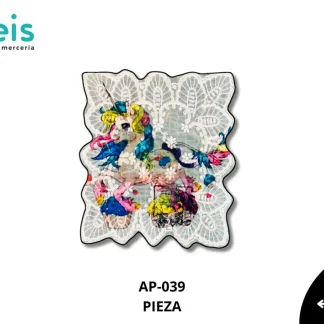 PARCHES RELIEVE Y ESTAMPADO CUADRO ENCAJE UNICORNIO CON DISEÑO AP-039