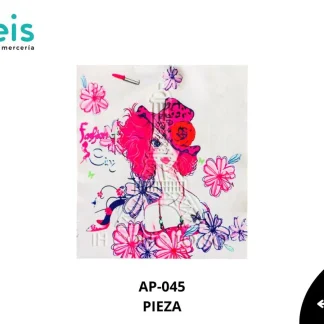 PARCHES RELIEVE Y ESTAMPADO CHICA CON FLORES TORRE EIFFEL AP-045 ROSA