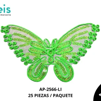 PARCHES LENTEJUELA MARIPOSA AP-2566-LI 16.5cmX10cm 25 PZ/PQT LIMON