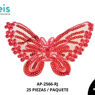 PARCHES LENTEJUELA MARIPOSA AP-2566-RJ 16.5cmX10cm 25 PZ/PQT ROJO