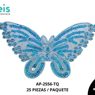 PARCHES LENTEJUELA MARIPOSA AP-2566-TQ 16.5cmX10cm 25 PZ/PQT TURQUESA