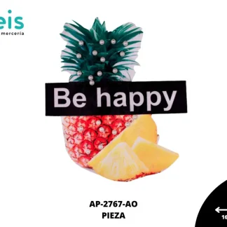 PARCHES RELIEVE Y ESTAMPADO PIÑA BE HAPPY AP-2767-AO 16.5cmX19.5cm AMARILLO