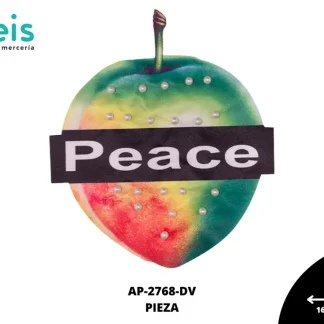 PARCHES RELIEVE Y ESTAMPADO DURAZNO PEACE CON PERLA AP-2768-DV 16.5cmX19.5cm DESVANECIDO