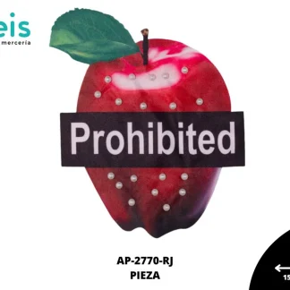 PARCHES RELIEVE Y ESTAMPADO MANZANA PROHIBITED CON PERLA AP-2770-RJ 15.8cmX19.5cm ROJO