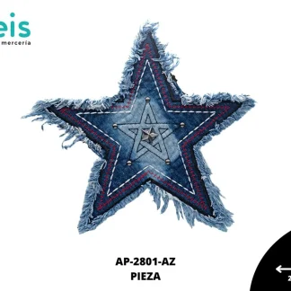 PARCHES RELIEVE Y ESTAMPADO ESTRELLA DE MEZCLILLA CON ESTOPEROLES AP-2801-AZ 25cmX24cm AZUL