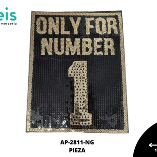 PARCHES RELIEVE Y ESTAMPADO ONLY FOR NUMBER 1 LENTEJUELA AP-2811-NG 18cmX23cm NEGRO