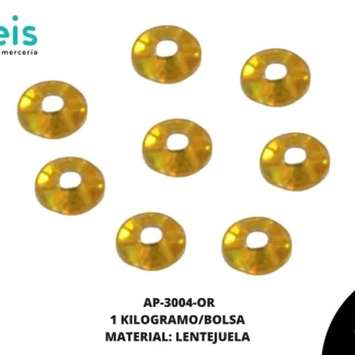 ACCESORIOS AYM LENTEJUELA TROQ AP-3004-OR 3mm 1 KG/PQT DORADO