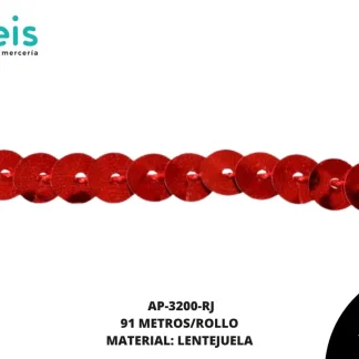 ACCESORIOS AYM TIRA LENTEJUELA AP-3200-RJ 6mm 91 MTS/ROLLO ROJO