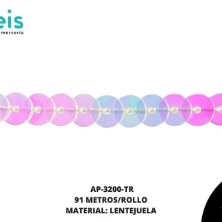 ACCESORIOS AYM TIRA LENTEJUELA AP-3200-TR 6mm 91 MTS/ROLLO TRANSPARENTE