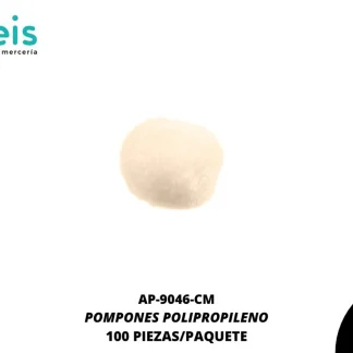 POMPONES POLIPROPILENO PAQ 100 UNIDADES REF: 13 MM CREMA