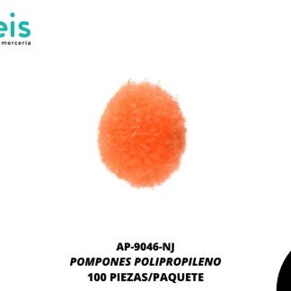 POMPONES POLIPROPILENO PAQ 100 UNIDADES REF: 13 MM NARANJA