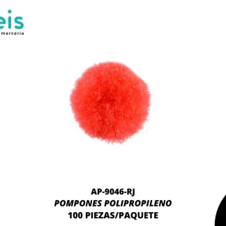 POMPONES POLIPROPILENO PAQ 100 UNIDADES REF: 13 MM ROJO