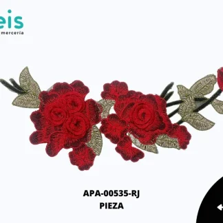 APLICACION BORDADA ROSA GUIPIUR 3D 30X14CM X-A40