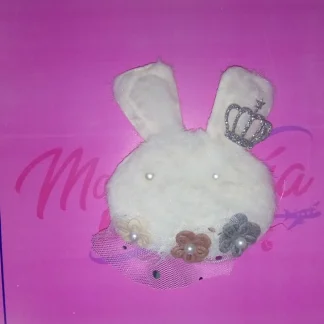 PARCHES BORDADOS Y ESTAMBRE CARA CONEJO CON CORONA APCONEJO BLANCO