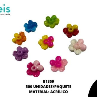 ACCESORIOS ACRILICO FLOR B1359 12mm 500 PZ/PQT MULTICOLOR